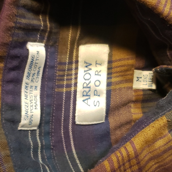 ARROW SPORTS Men’s Plaid Button Down Shirt - medium - Picture 3 of 4